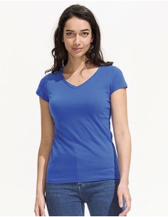 S-11388--Womens V-Neck-T-Shirt Moon 2
